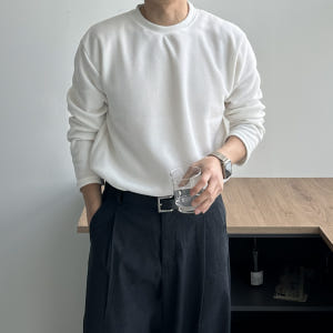 남자 긴팔티 오버핏 후리스 겨울 이너 남자 기모 티셔츠 착용 후기 | 사이즈/핏 총정리 - 상품 이미지 2