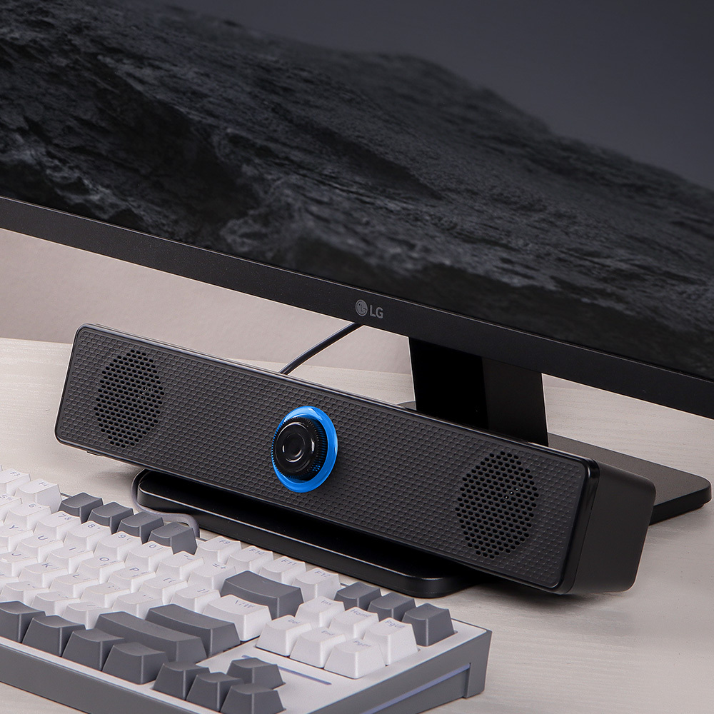 지오맥스 PC 사운드바 6W 듀얼유닛 헤드셋 볼륨 컴퓨터 노트북 USB GM-BAR1000 - 상품 이미지