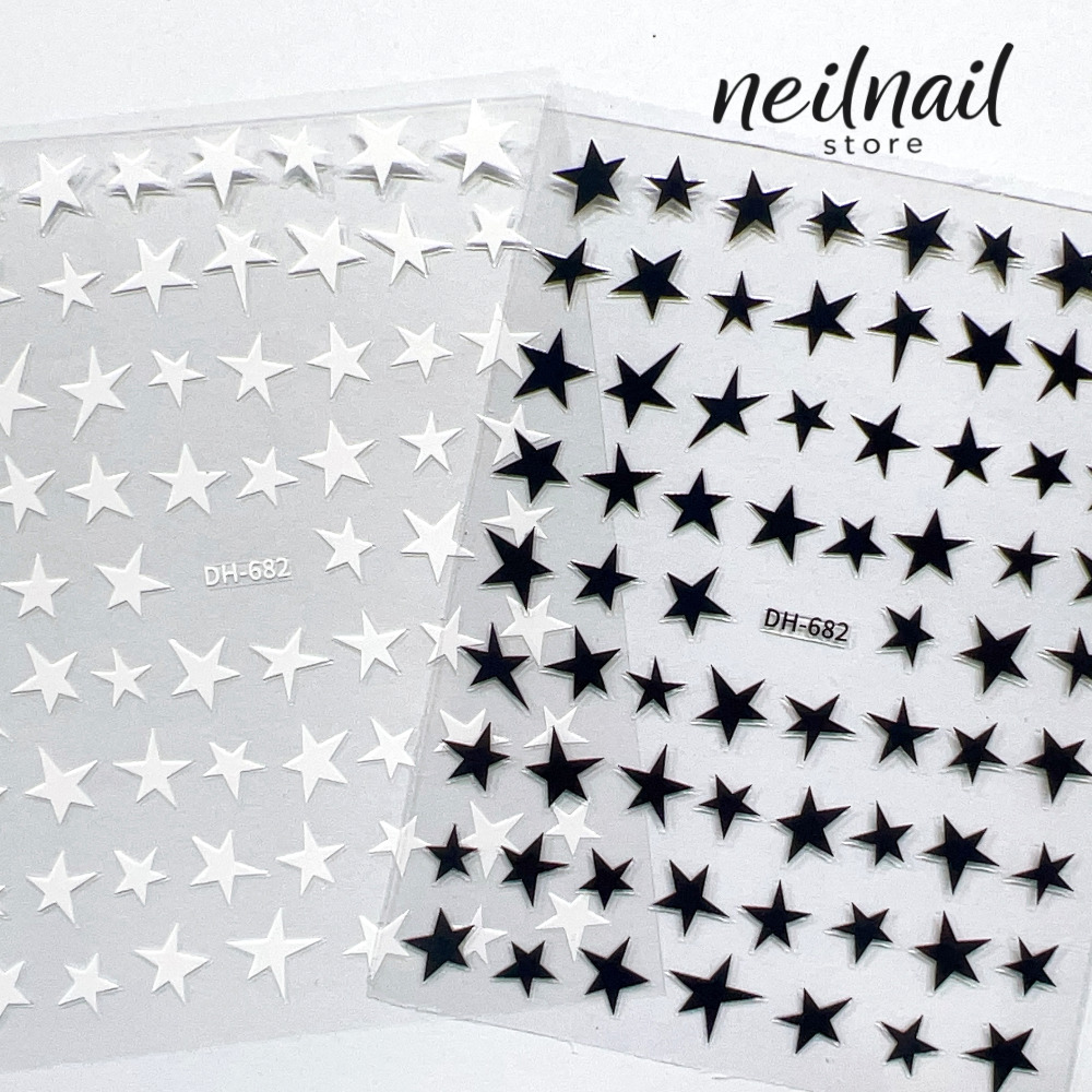삐뚤 별 네일스티커 반짝 별모양 블랙 화이트 포인트 디자인 - 상세 이미지 3