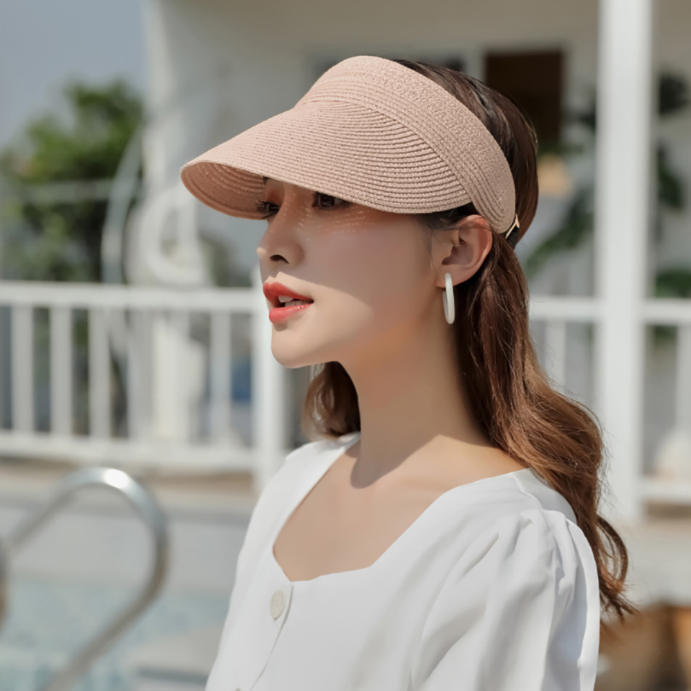 썬캡모자 네추럴 돌돌이 썬캡 자외선차단 여성여름모자 썬캡밀짚모자 - 상품 이미지