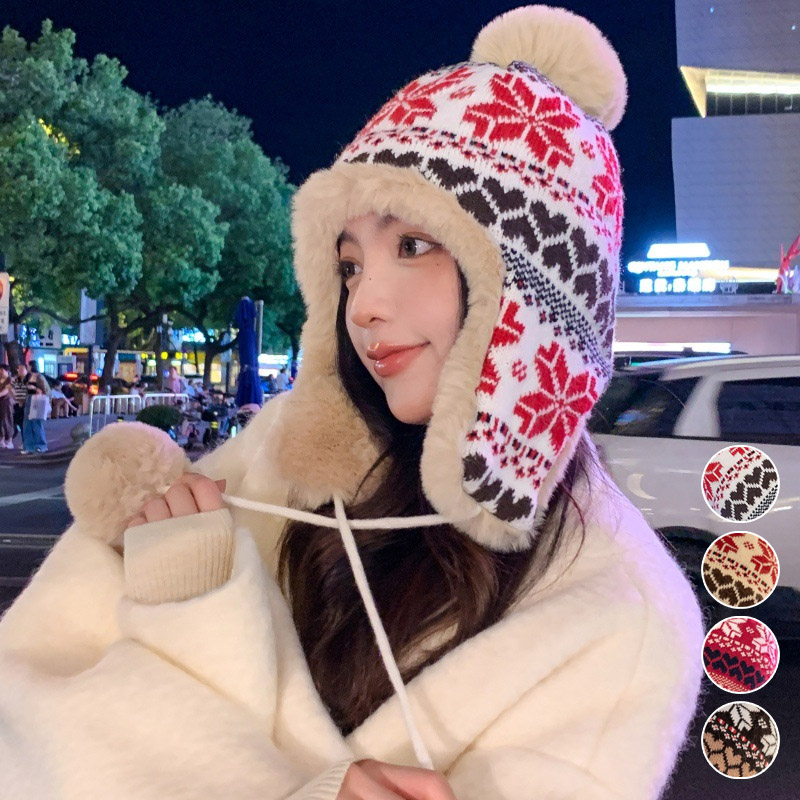 귀달이 ELM-215 눈꽃니트 방울 스카프고리링 여성스카프링 스카프고리 스카프링 스카프홀더 - 메인 이미지