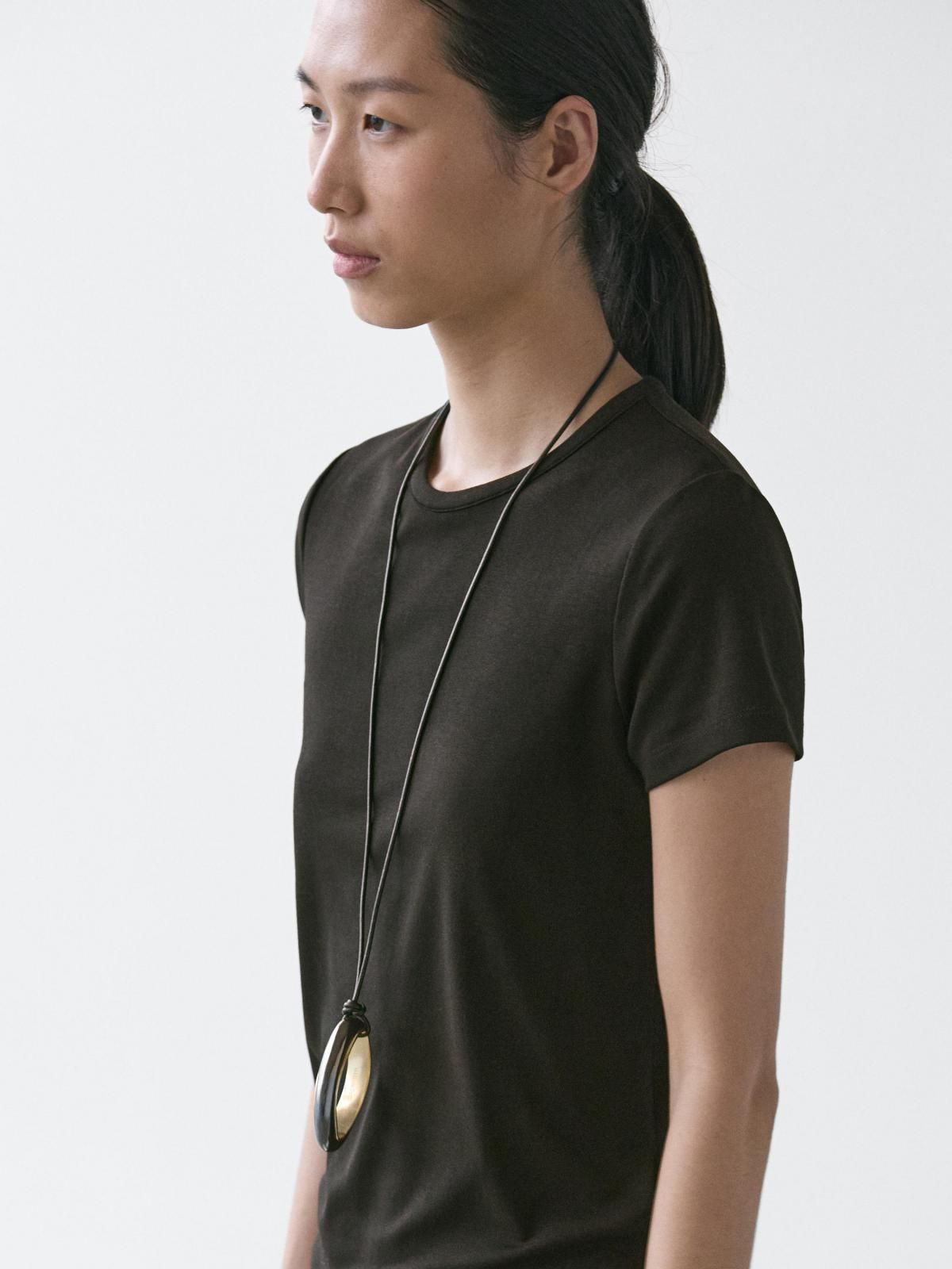 마시모두띠 라이오셀 혼방 슬림핏 반팔 티셔츠 블랙 6849/575 BLACK - 상세 이미지 3