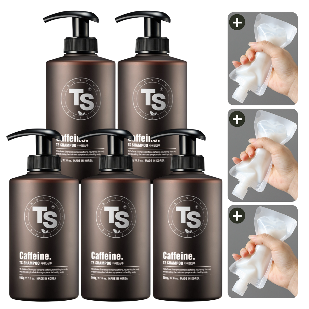 TS 카페인 샴푸 + 소분 파우치 500g, 5개 - 상품 이미지