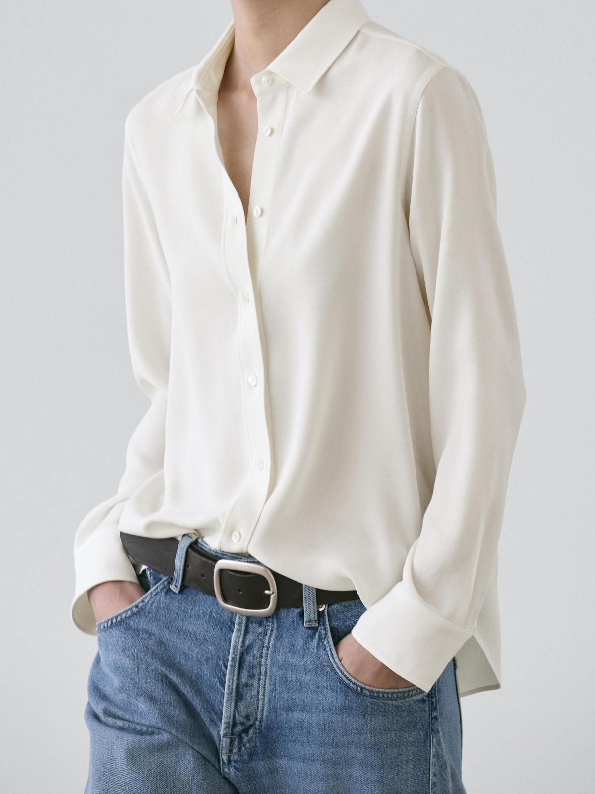 마시모두띠 베이직 루즈핏 플루이드 셔츠 5113/713 OFF WHITE - 상세 이미지 4