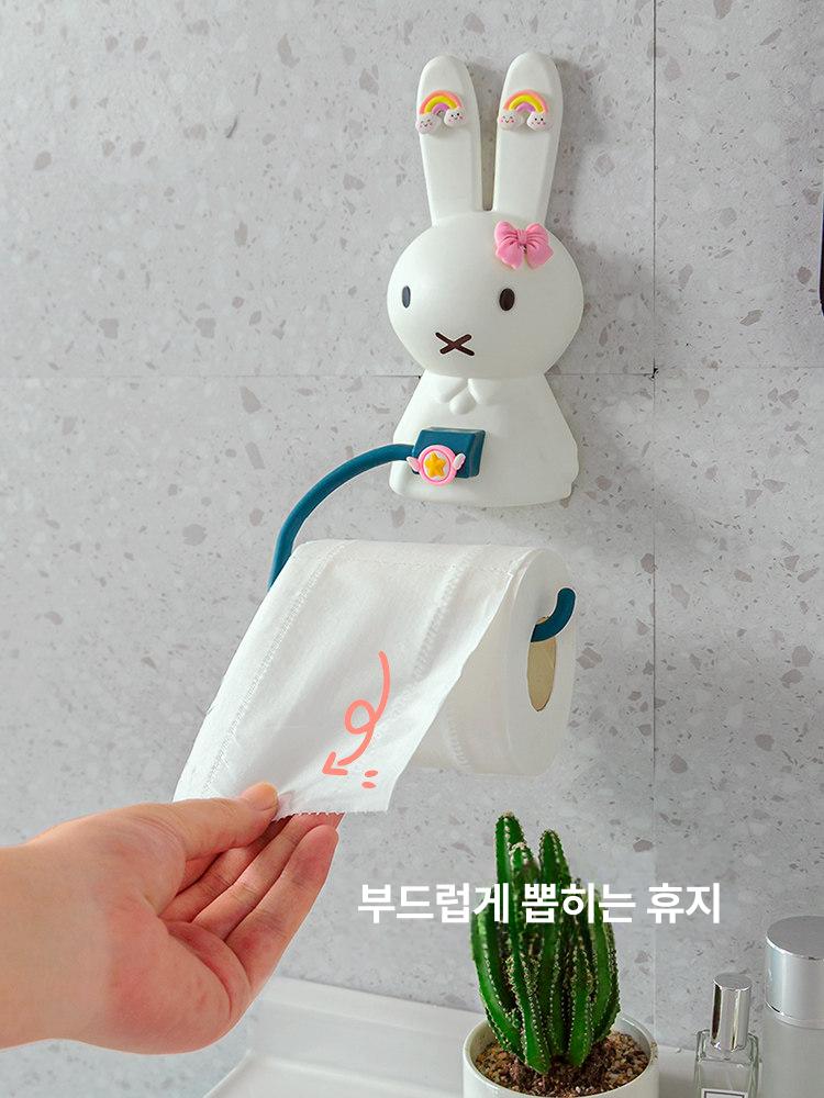 화장실 벽걸이 욕실 부착형 휴지걸이 세면대용 화이트 이미지 6