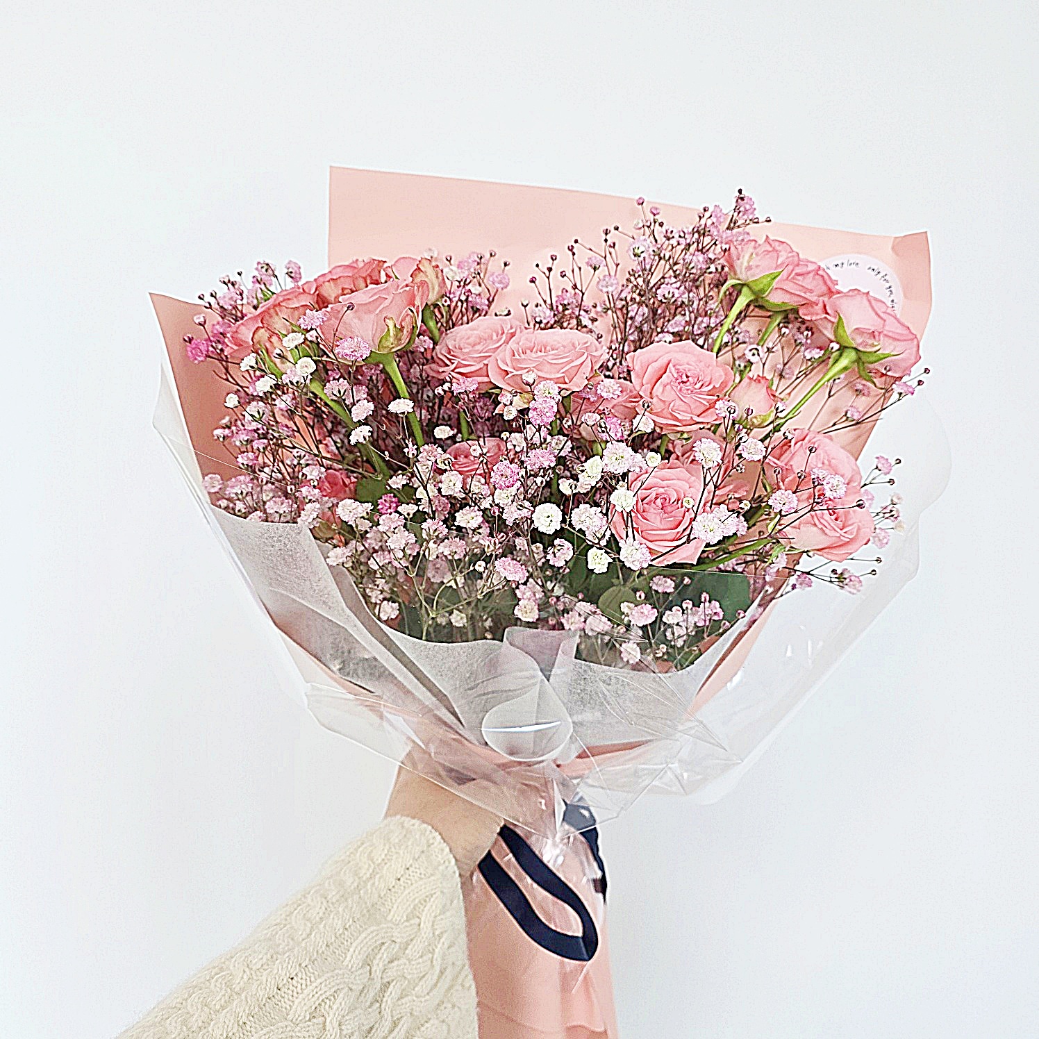 장미 생화 핑크안개 꽃다발 사랑고백 여자친구선물 결혼기념일 100일선물 발표회 하이피어나 - 상세 이미지 3