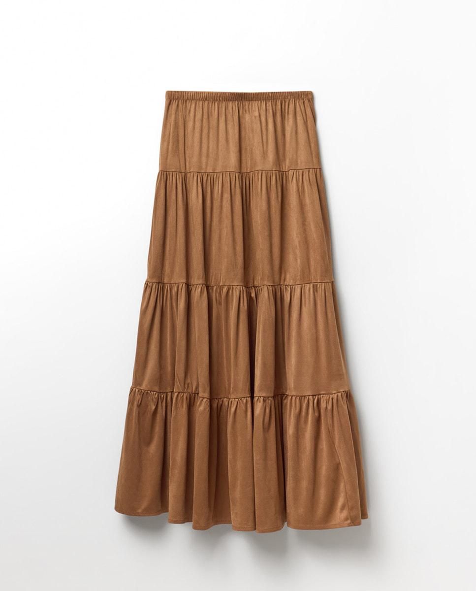 스페라 플레어 티어드 롱 스커트 밴딩 브라운 58461801183 MARRON - 상세 이미지 5