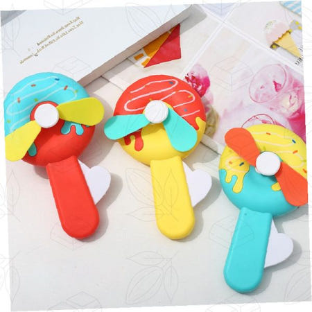 도넛 손풍기 휴대용 수동 부채 미니 컬러풀 귀여운 캐릭터 여름용품 단체선물 답례품 아이스크림 디자인