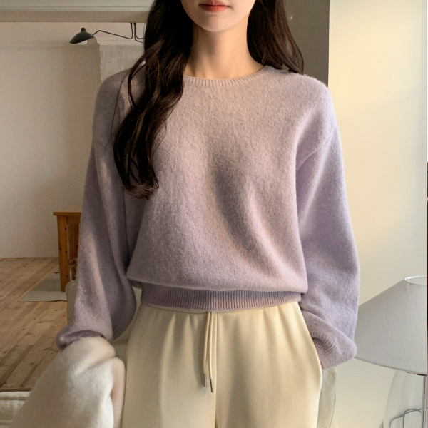 램스울 크롭 라운드 울 니트 nt5392 제품 이미지