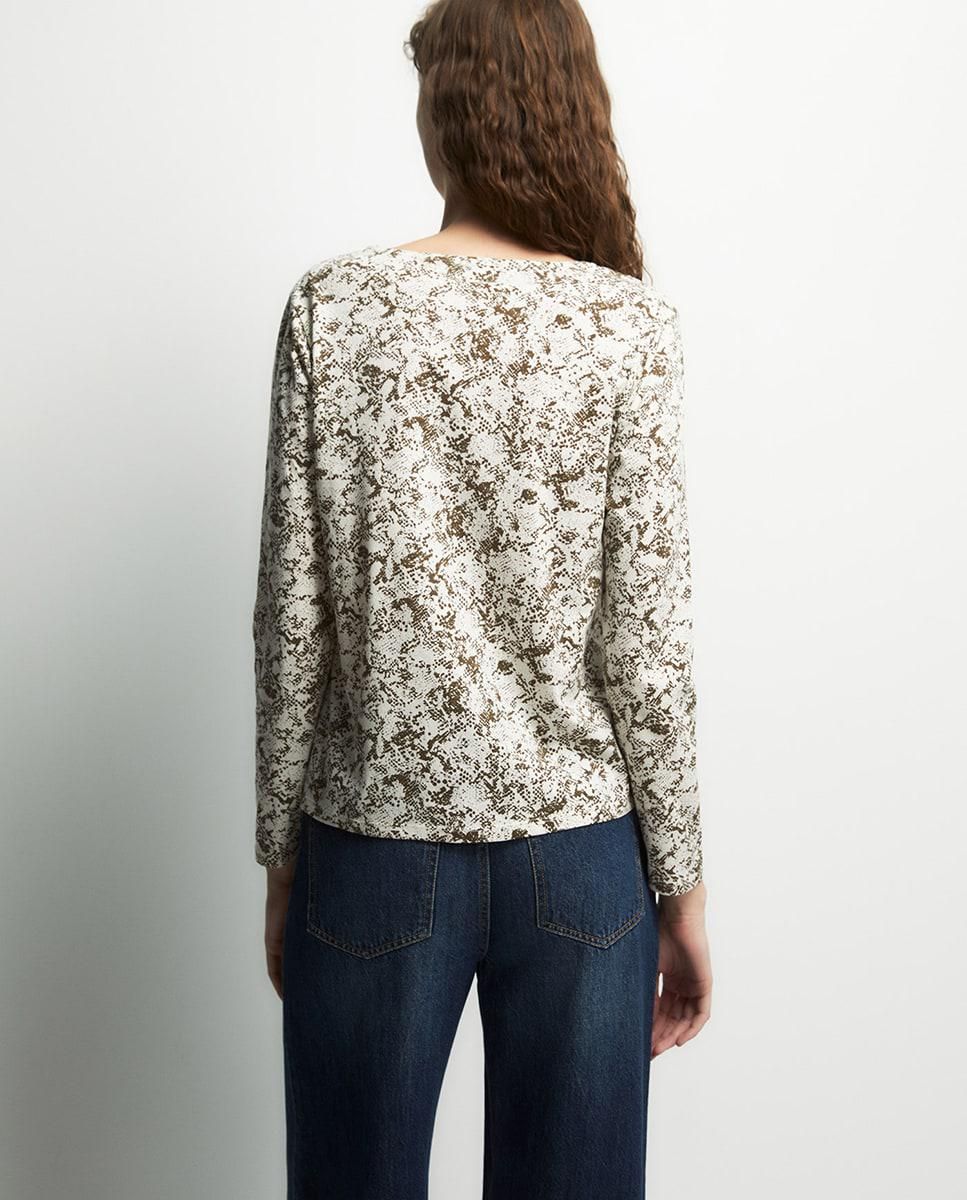 스페라 플라워 프린트 메탈릭 긴팔 티셔츠 58360106304 BEIGE - 상세 이미지 5