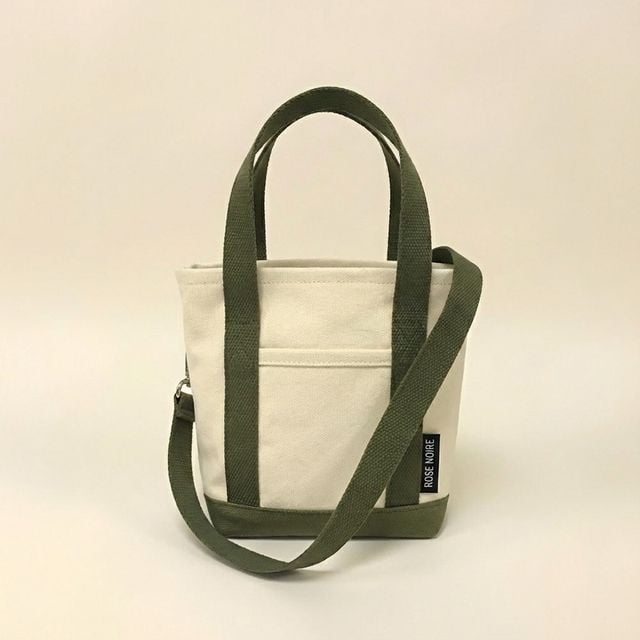 리부 배색 미니 캔버스백 가방 여성 미니백 토트백 숄더백 쇼핑몰 미니 - 상품 이미지