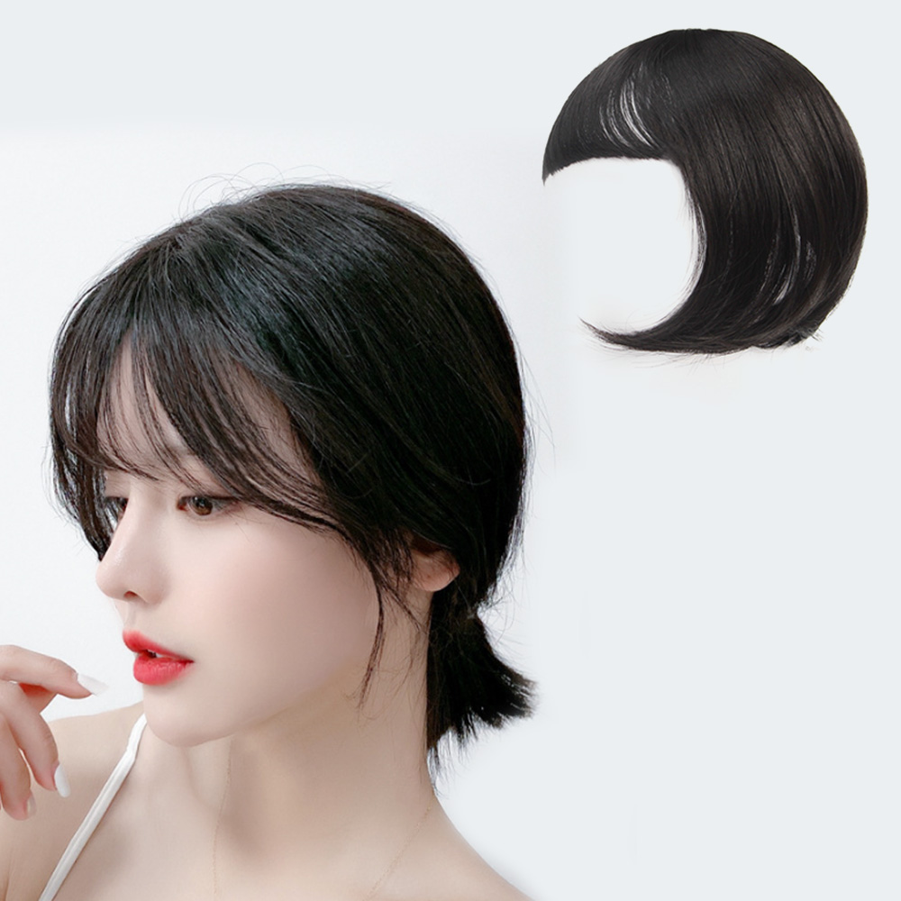 여자가발 사이드뱅 앞머리 정수리가발(블랙) 인조모가발 - 상품 이미지
