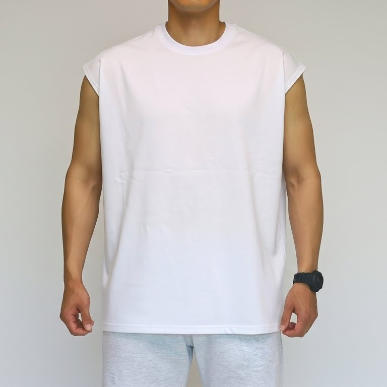 두꺼운 남자나시 오버핏 헬스 레이어드 나시 이미지 4