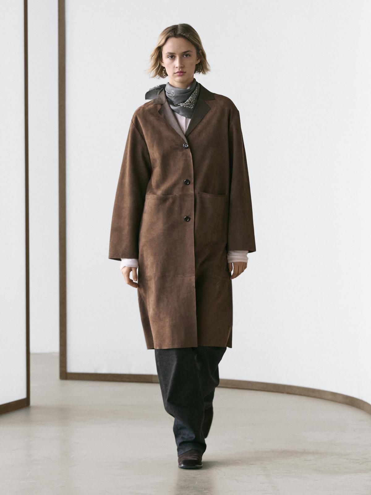 마시모두띠 프리미엄 스웨이드 레더 롱코트 브라운 4768/628 BROWN - 상세 이미지 2