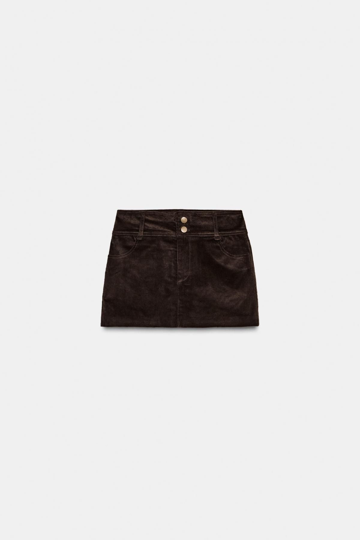 자라 코듀로이 포켓 미니 스커트 1255/408 DARK BROWN - 상품 이미지