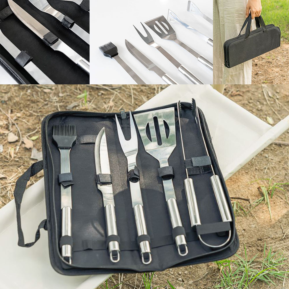 휴대용 5종 키친툴 다목적 캠핑 바비큐 조리 도구세트