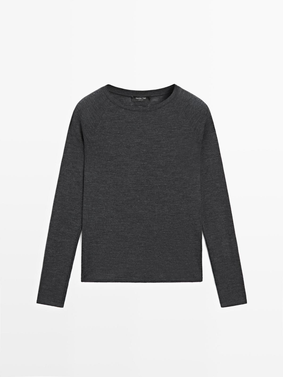 마시모두띠 테크니컬 울 래글런 긴팔 티셔츠 6266/523 ANTHRACITE GREY - 상품 이미지