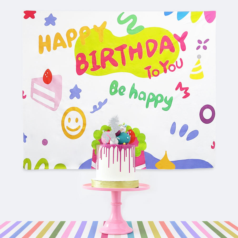 생일용품 대형 패브릭 포스터 딸기케이크 이벤트용품 - 상품 이미지