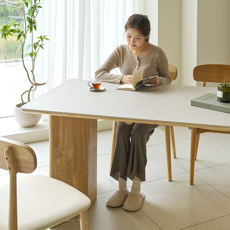 루네뜨 4인용 세라믹식탁 N2 포세린 원목 식탁 세트