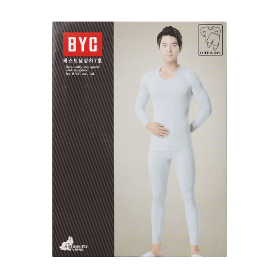 비와이씨 40수 후라이스 순면100 내의 베스트 남성 상하의 세트 byt6655 - 메인 이미지