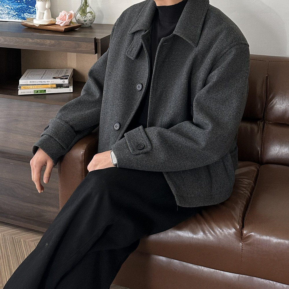 남자피코트 오버핏 누빔 겨울 남자반코트 이미지 3