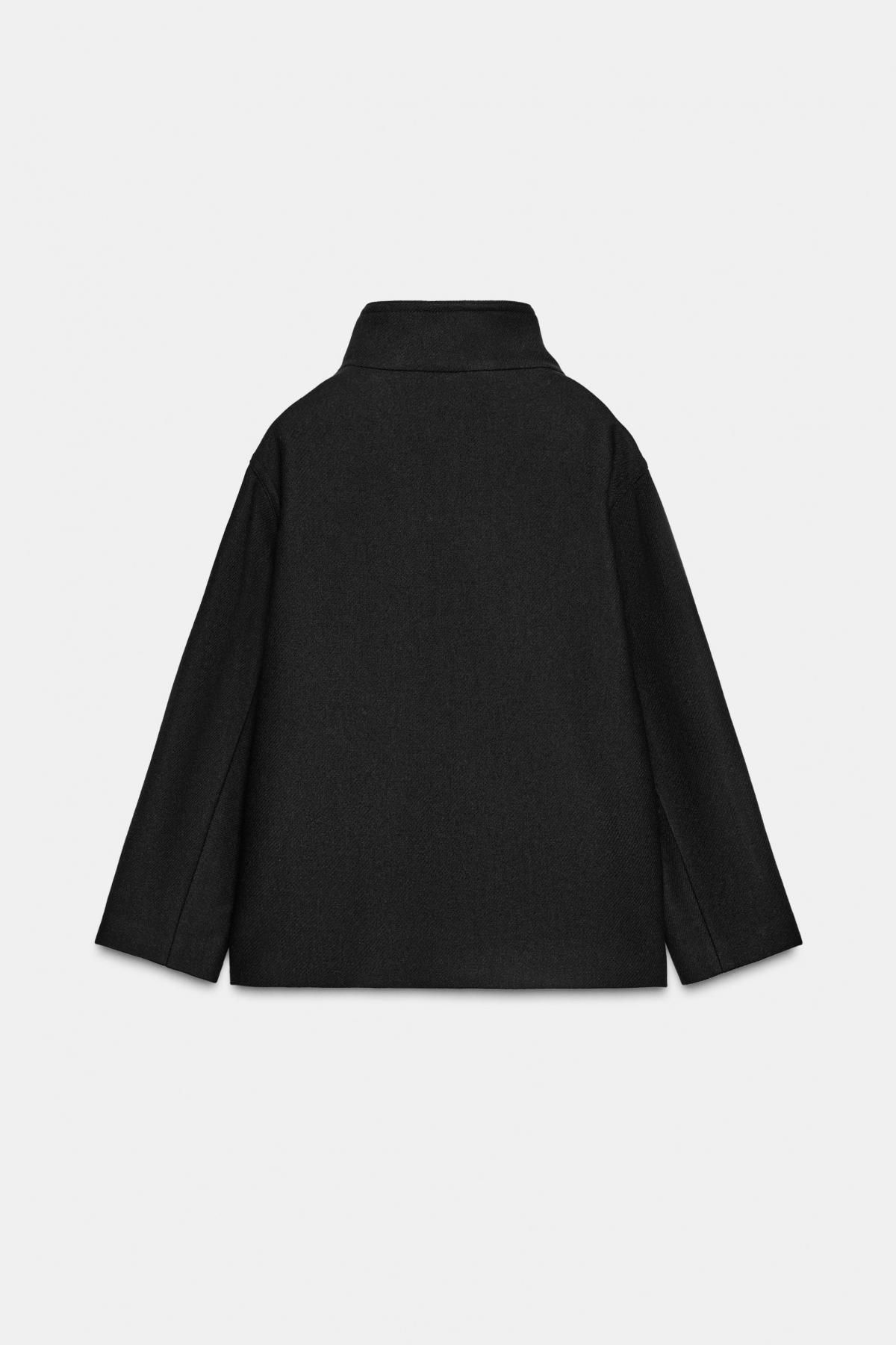 자라 울 하이넥 숏 코트 더블버튼 블랙 2077/323 BLACK 이미지 6