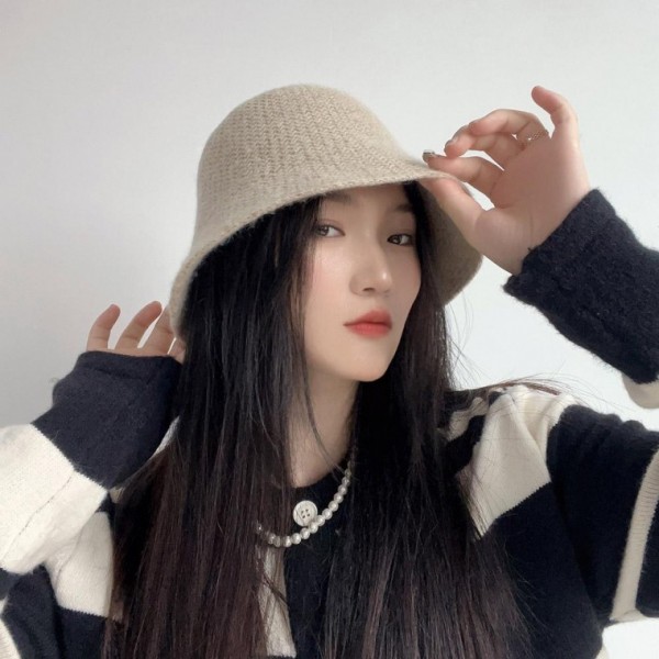 울 버킷햇 벙거지모자 헤일로 브라운 겨울털모자 벙거지 울버킷햇 여성겨울모자 여성버킷햇 털버 - 메인 이미지