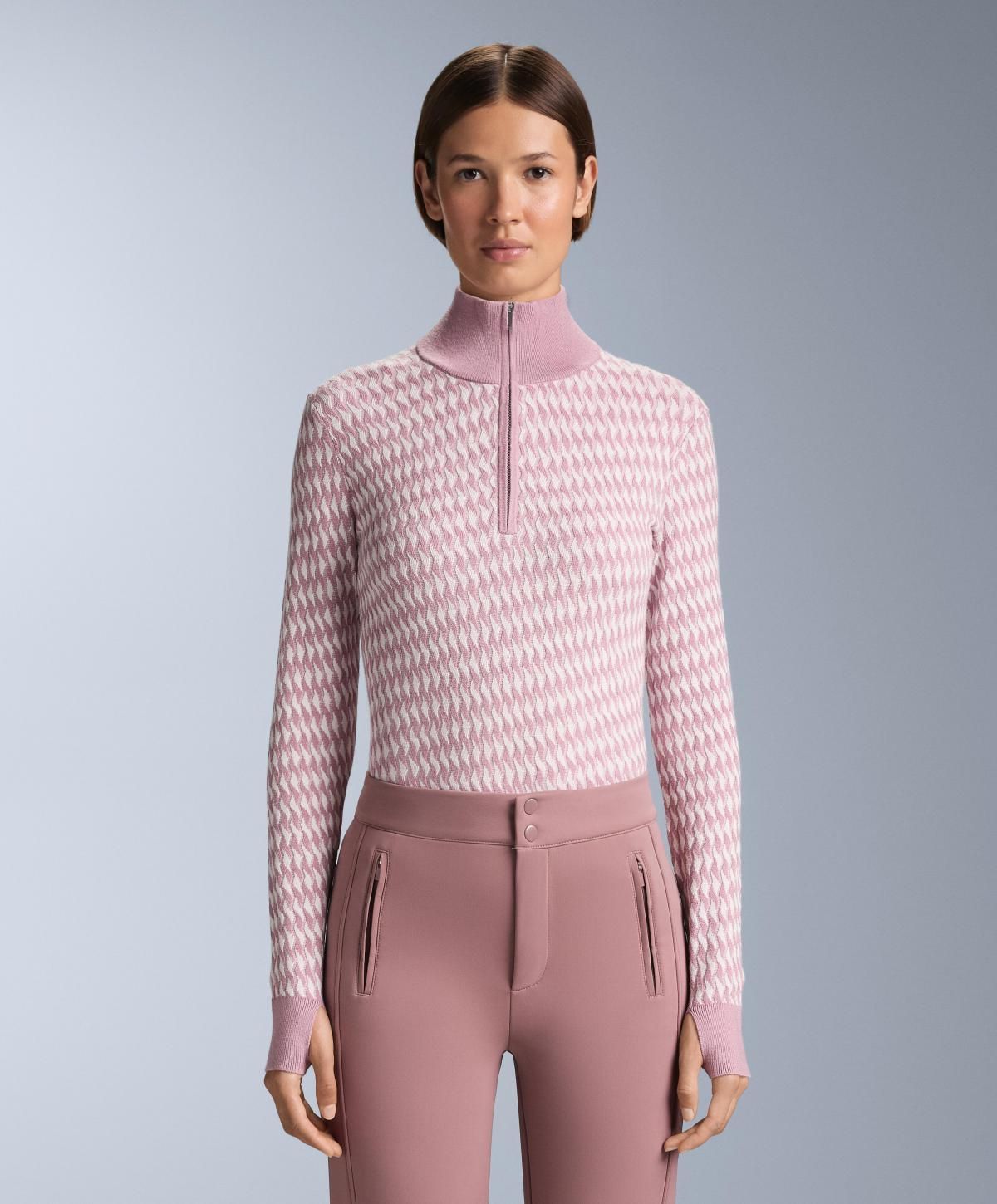 오이쇼 자카드 니트 베이스레이어 탑 핑크 3830/795 PINK-MAUVE - 상세 이미지 2