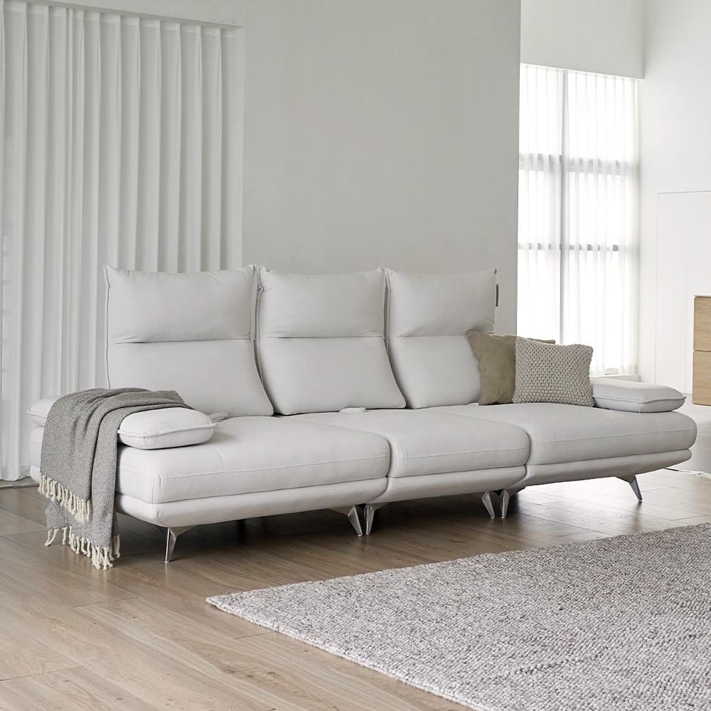 [쿠션Event](희망일배송)빅토리아 패브릭 기능성 이지클린 스윙 소파 스툴포함, 아이보리, 4인용