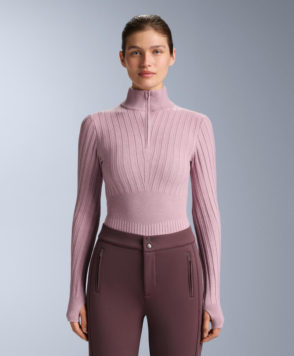 오이쇼 테크니컬 써멀 하이넥 립 니트 티셔츠 3829/795 PINK-MAUVE - 상세 이미지 2