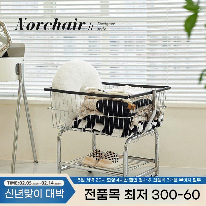 빨래방 바구니 철제 대용량 세탁물 빨래 수거함 카트 업소용 호텔 보관함 코인 세탁방 트롤리 - 상세 이미지 3