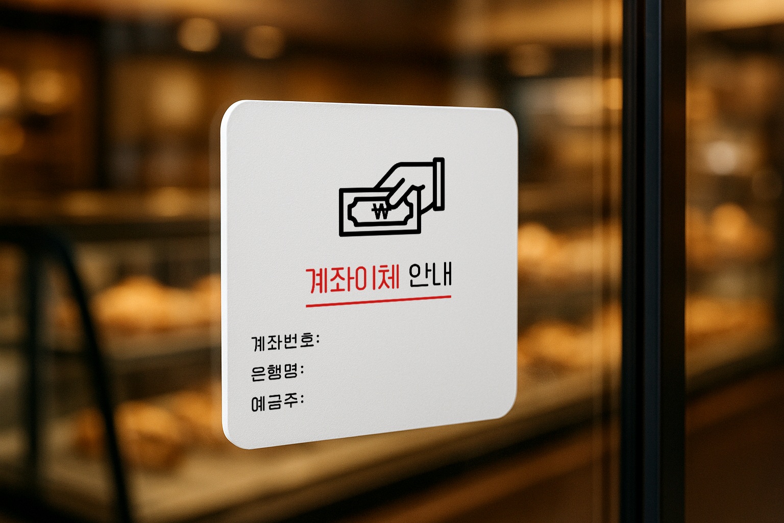 계좌이체 안내판 계좌번호 표지판 결제 안내 표찰 044 100x100
