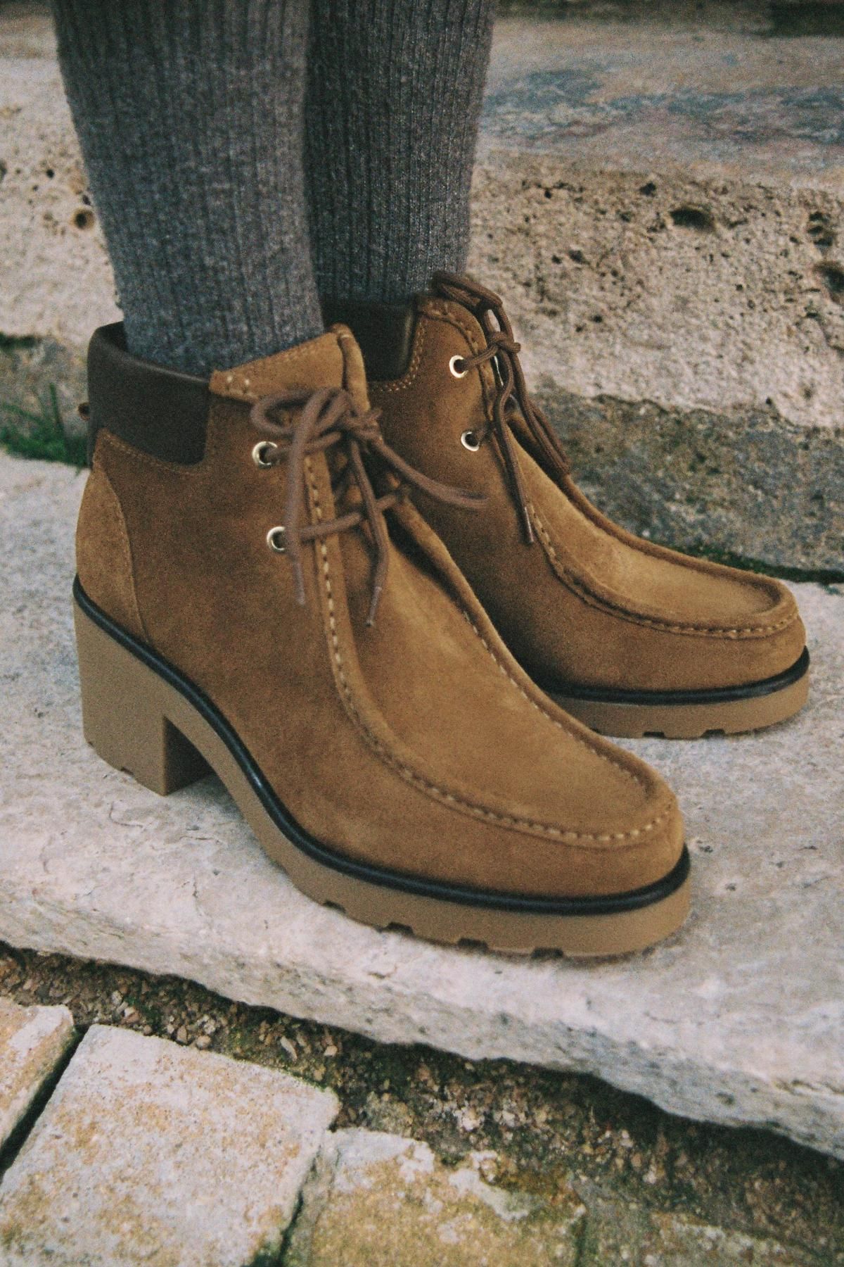 자라 레이스업 모카신 힐 앵클부츠 2103/710 BROWN - 상세 이미지 2