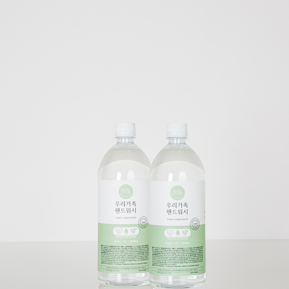 엄마랑아기랑 우리가족 핸드워시 폼 손세정제 거품비누 핸드솝 1L 2개 제품 이미지