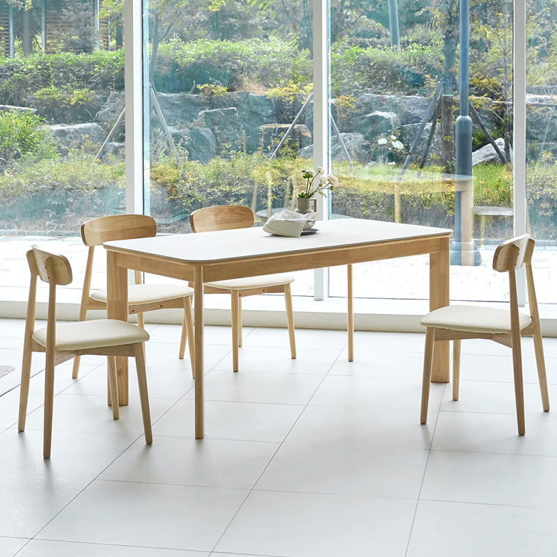 루네뜨 4인용 세라믹식탁 N1 포세린 원목 식탁 세트