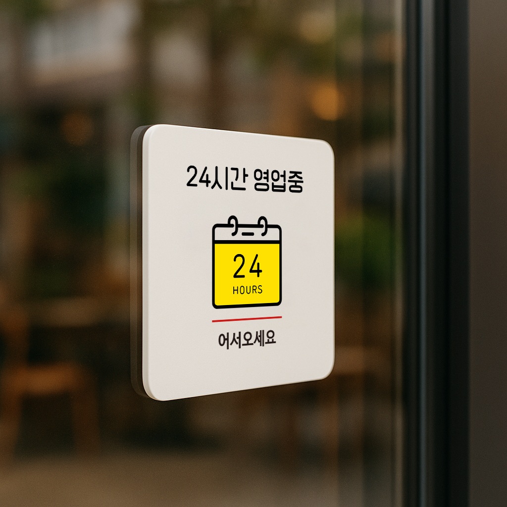 24시간영업 안내판 연중무휴 표지판 표찰 심야영업 안내 048 100x100 - 상품 이미지
