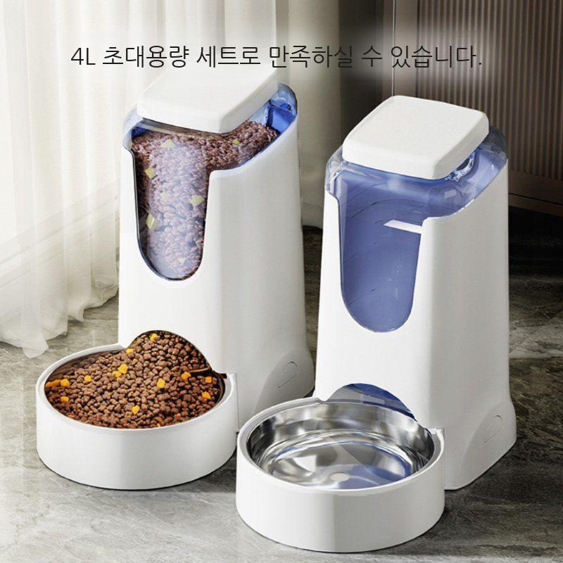 강아지 자동 급식기 대용량 급여 반려동물 스텐 자율 배식 급수대 밥그릇 애견 사료통 사료 - 상세 이미지 2