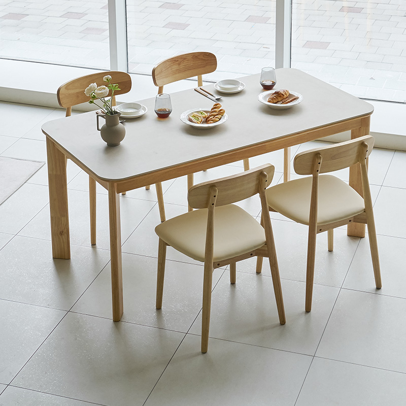 루네뜨 4인용 세라믹식탁 N1 포세린 원목 식탁 세트