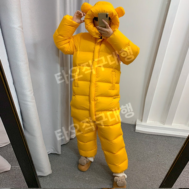 곰돌이전신패딩 차박 입는침낭 옷침낭 캠핑 입는 겨울 방한 일체형 침낭 야외 패딩 - 상세 이미지 2