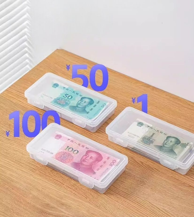 현금 지폐 돈 용돈 보관 케이스 보관함 수납함 박스 투명 사각 플라스틱 스티커 다꾸 다용도 통 돈통 수납 정리함 돈관리 굿즈 - 상세 이미지 3