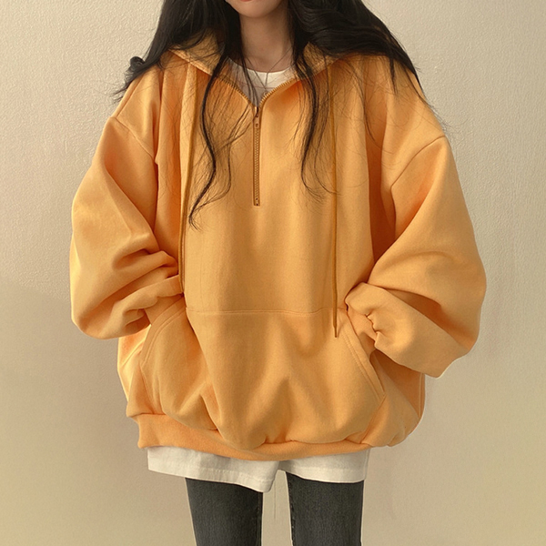 여성 3컬러 데일리 루즈핏 하프집업 후드티 LK-TA11 - 상품 이미지