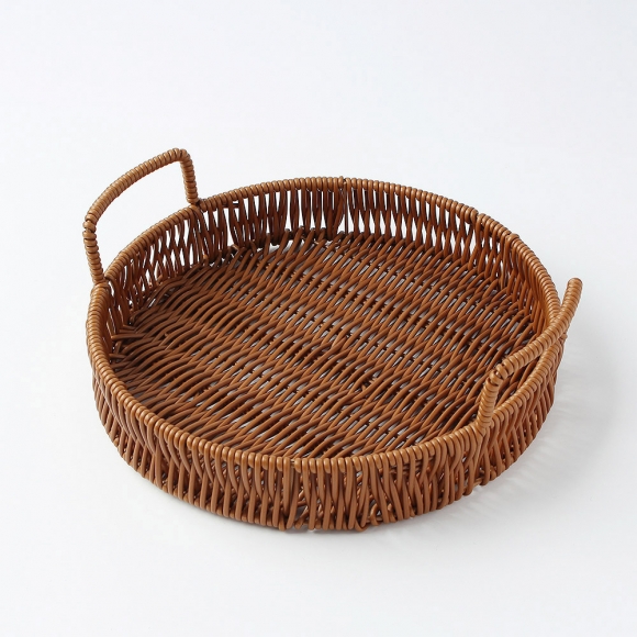 손잡이 원형 라탄트레이 빵 진열 바구니 25cm - 상세 이미지 4