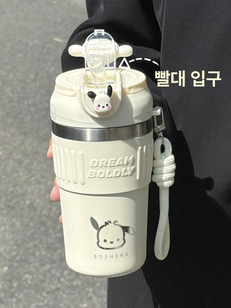 귀여운 보온보냉 커피컵 학생용 물컵 핑크 KT 피규어 고양이 - 상세 이미지 5