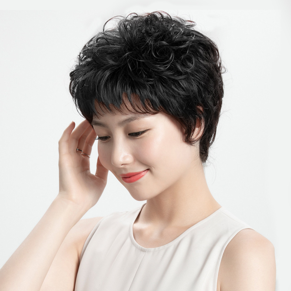 정수리가발 인모 탑커버 웨이브 정수리가발(블랙) 부분가발 - 상세 이미지 2