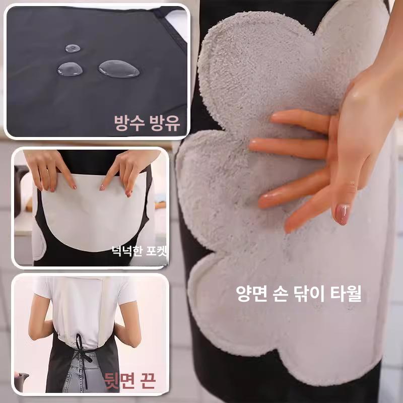 방수 주방 성인 남녀 커플용 경량 작업복 블랙+다크그린 A - 상세 이미지 5