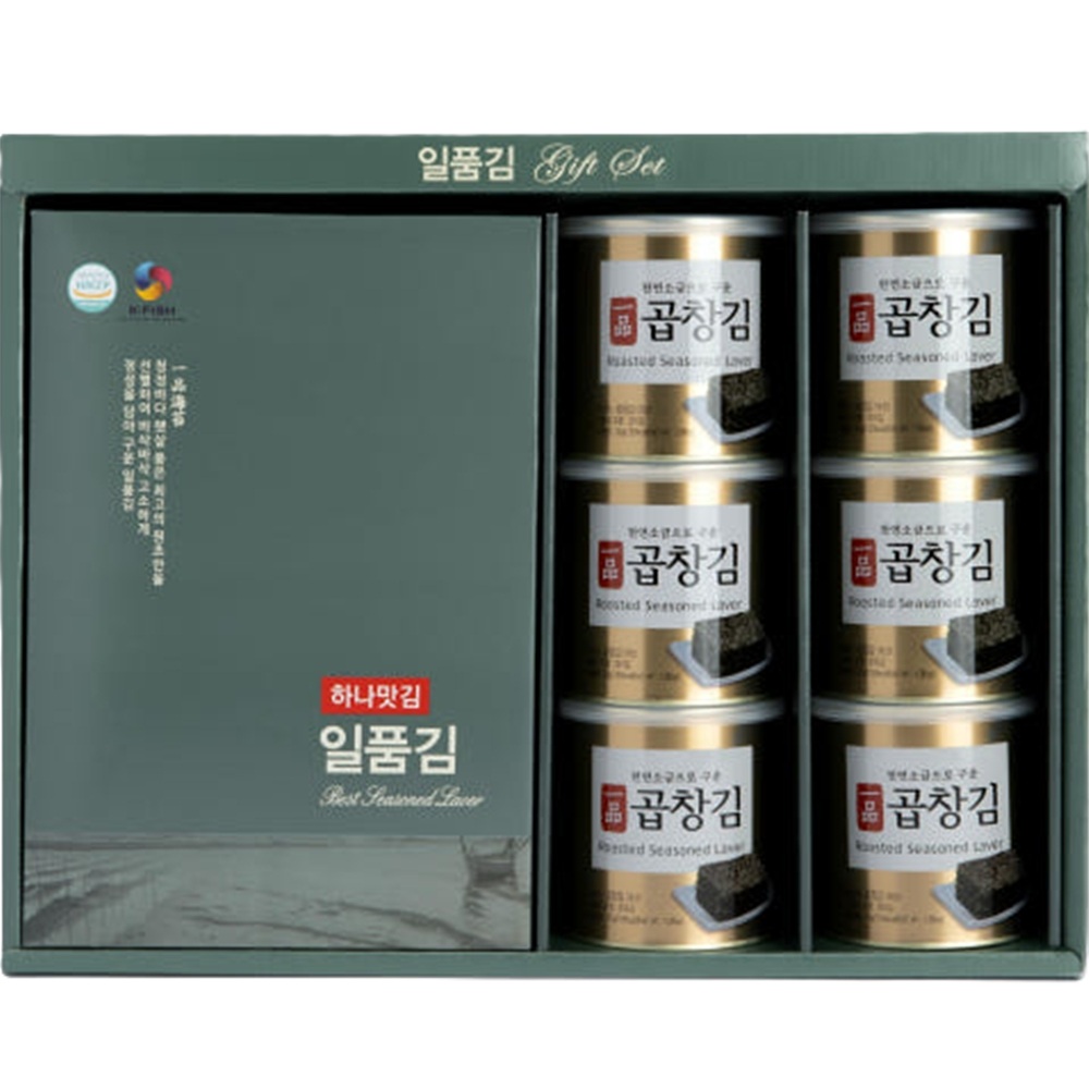 일품 곱창김 30g 6캔 무조미 곱창김 전장 6매입 5봉 추석선물세트 김선물세트 - 상품 이미지
