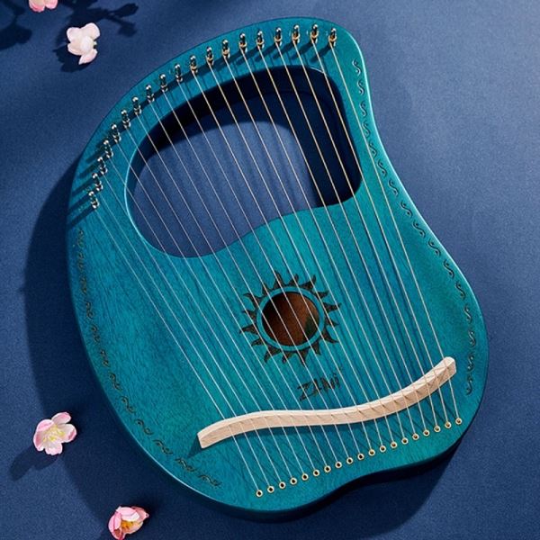리라 초보하프 19음계 미니하프 마호가니 블루그린 - 상품 이미지