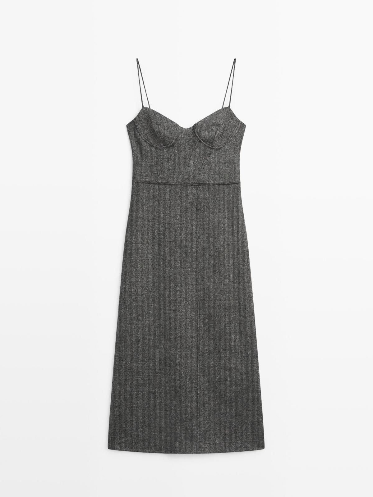 마시모두띠 슬림핏 스트랩 미디 원피스 6603/506 CHARCOAL - 상품 이미지