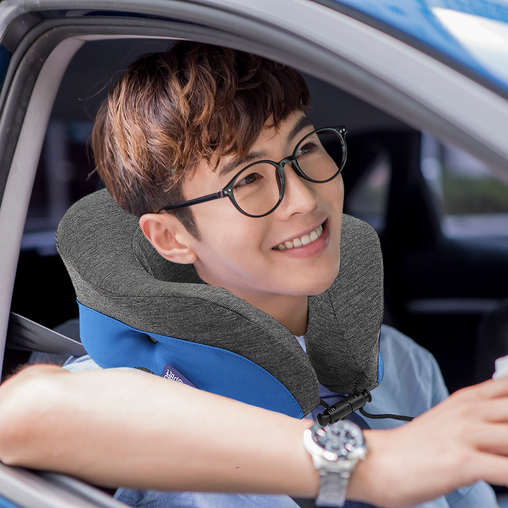 넥필로 메모리폼 목베개(블루) 휴대용목쿠션 - 상품 이미지