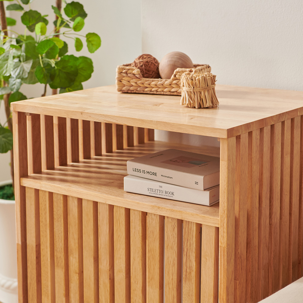 로봇청소기수납장 로보락 에코벡스 호환 원목 로봇청소기장 800, 2단, 고무나무네추럴